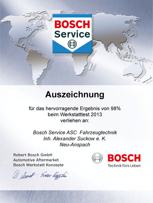 Bosch Werkstatttest: Sehr gut